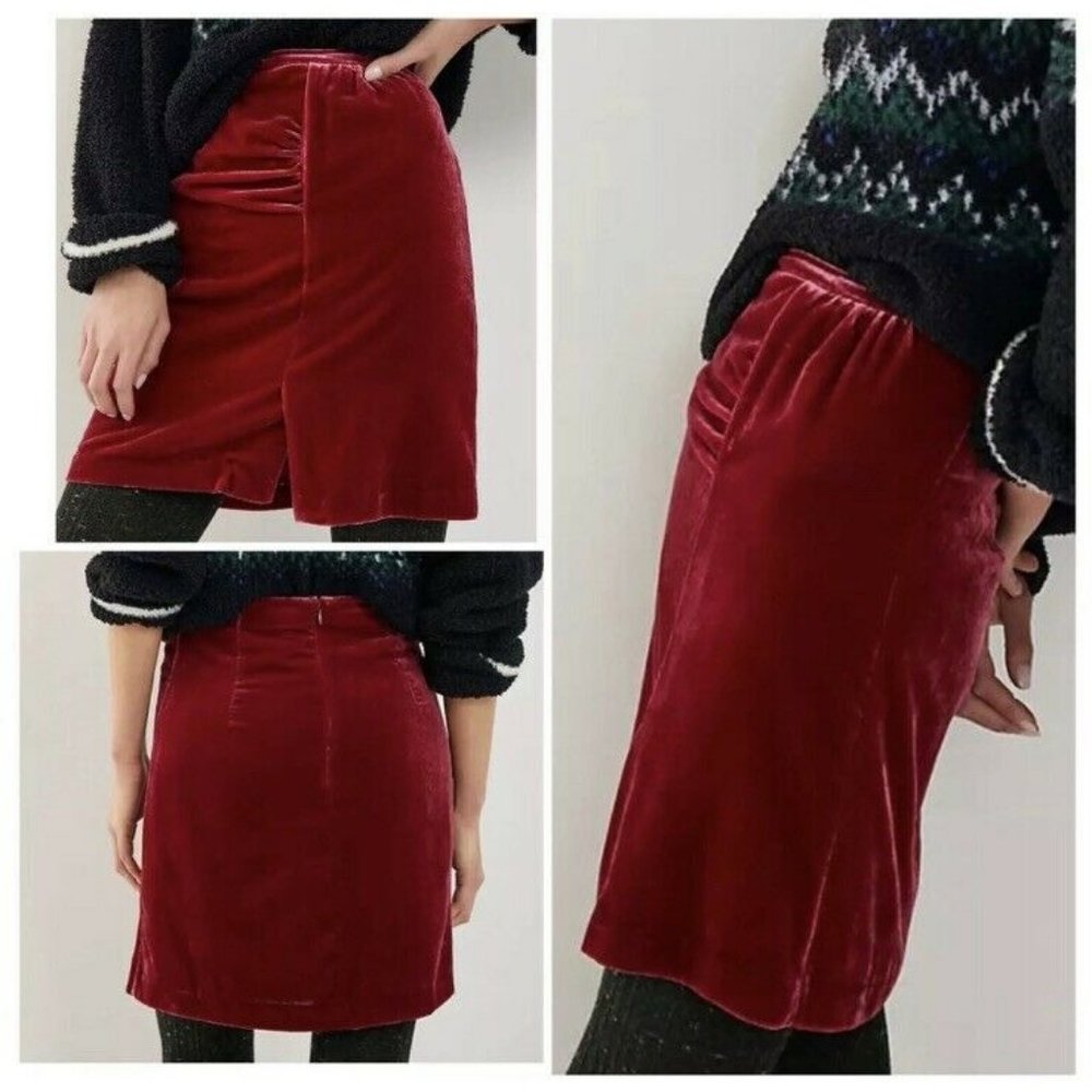 Anthropologie Montie Velvet Mini Skirt Size 12 Petite 12P New NWT RARE GORGEOUS